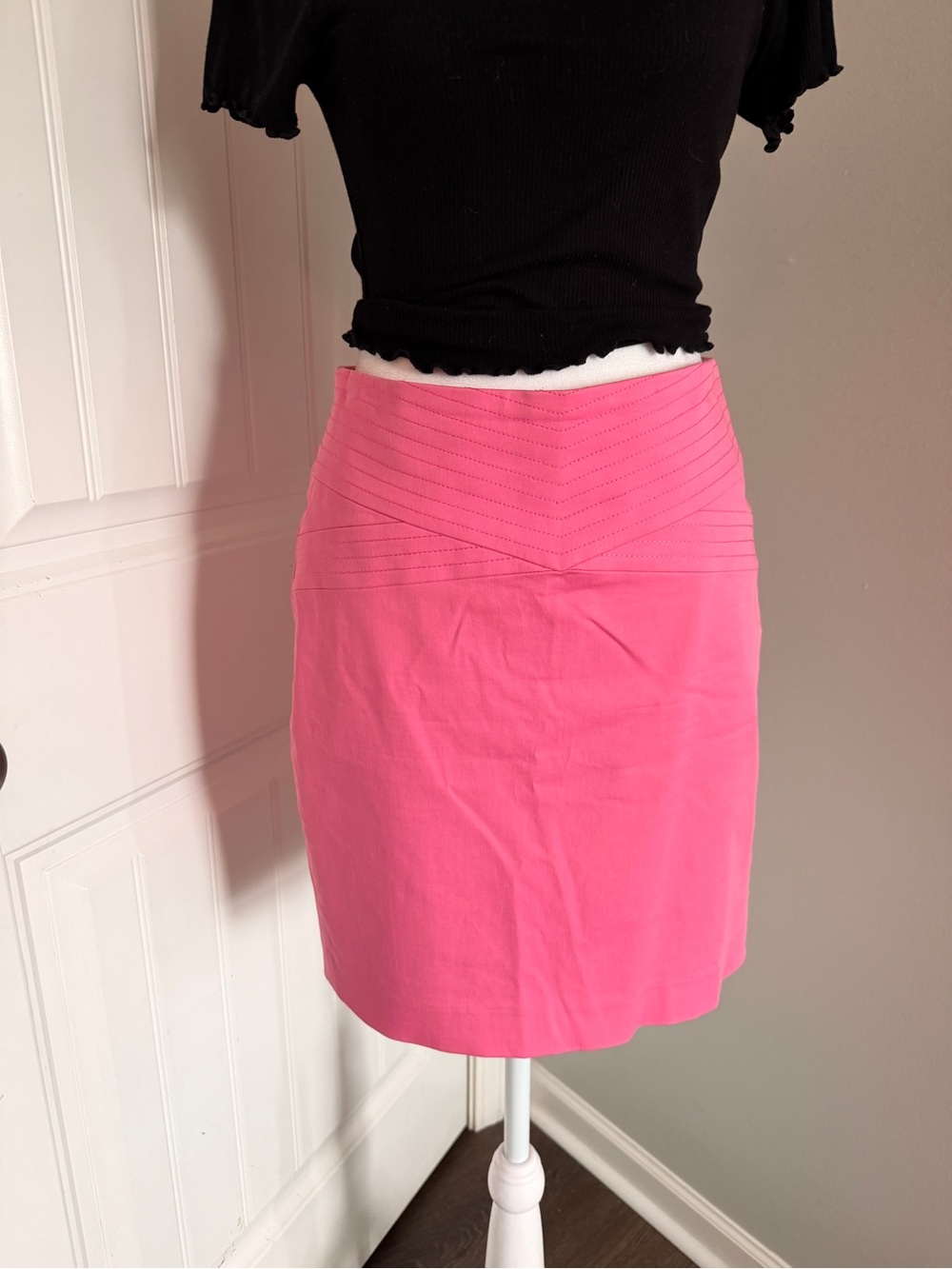 bebe Hot Pink Pencil Skirt with Chevron Waistband